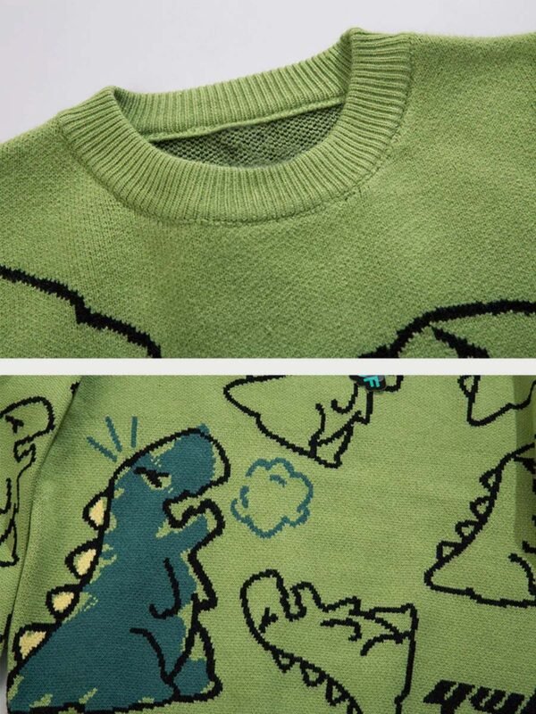 Cartoon Dinosaur Printed Sweater - 1004