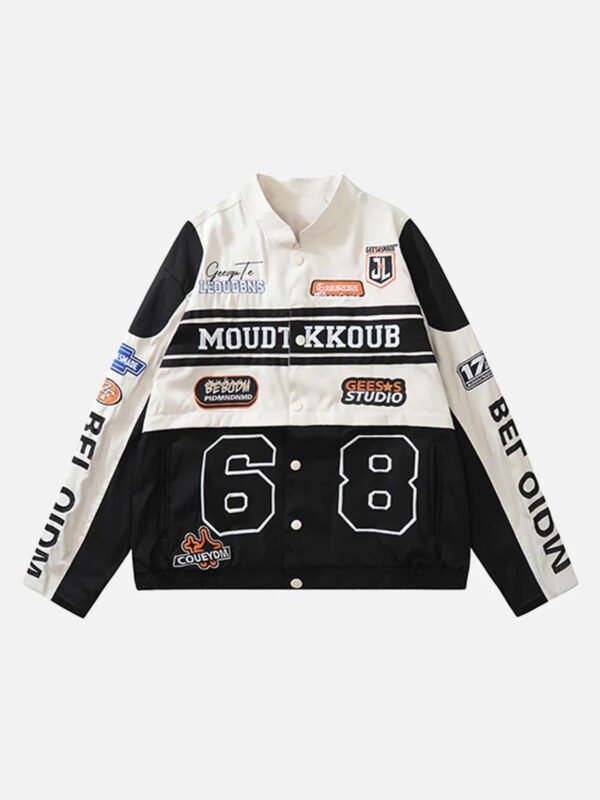 Embroidery Baseball Suit Motorcycle Jacket-1517