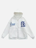 Letter Embroidered Hoodie Jacket -1095