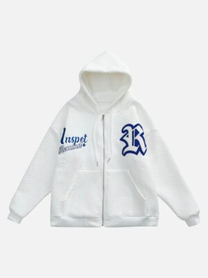 Letter Embroidered Hoodie Jacket -1095