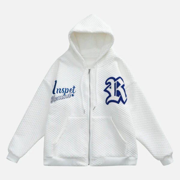 Letter Embroidered Hoodie Jacket -1095