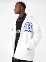 Letter Embroidered Hoodie Jacket -1095