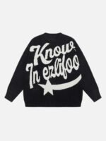 Letter Print Knitted Sweater -1414