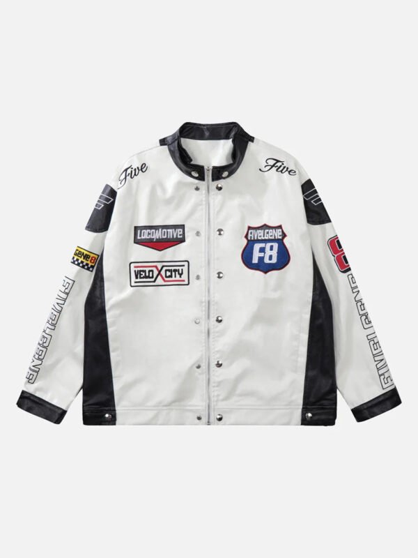 Motorcycle PU Leather Stitching Racing Jacket -1370