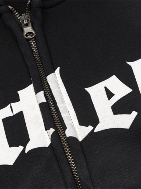 Star Letter Print Zipper Hoodie Jacket - 1540