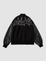 Symbol Embroidery PU Leather Racing Jacket -1133