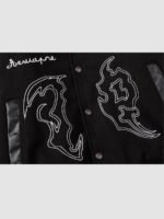 Symbol Embroidery PU Leather Racing Jacket -1133