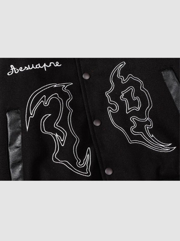 Symbol Embroidery PU Leather Racing Jacket -1133