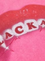 Hip Hop Mouth Printed Washed Out T-shirt