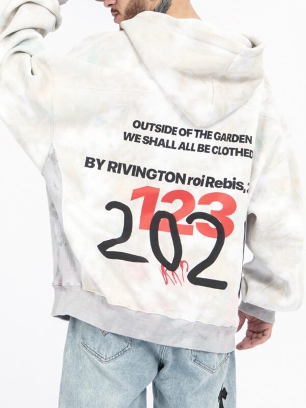 Heavy Wash Vintage Digital Print Hooded Sweatshirt