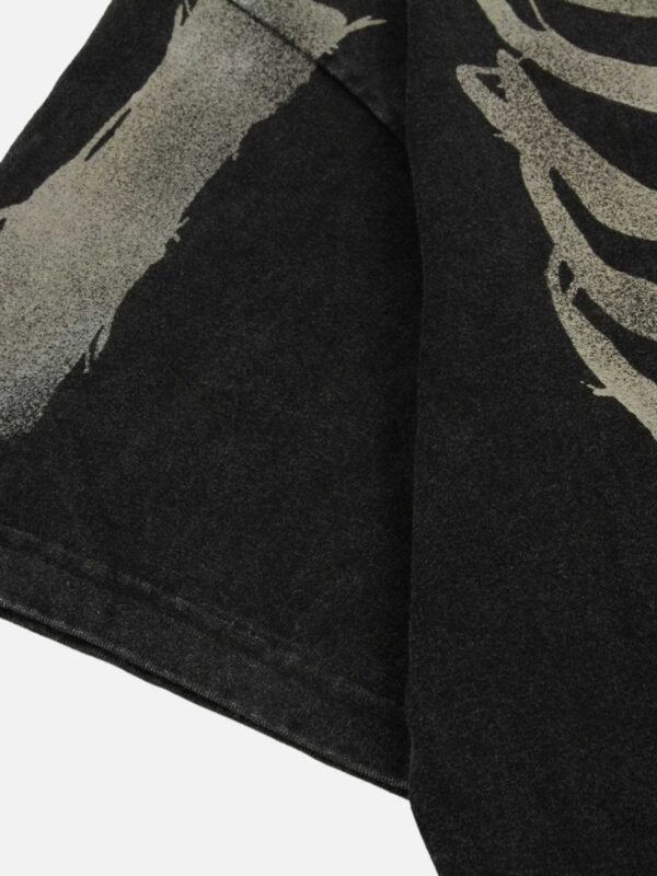 Old Washed Skeleton Print T-shirt - 1573