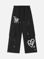 Casual Printed Straight Leg Work Pants