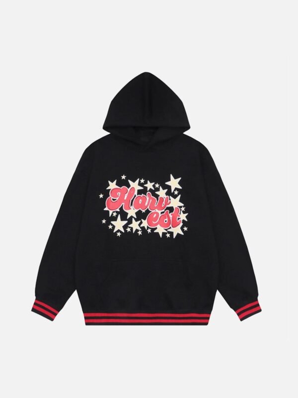 Star Letter Print Hooded Sweatshirt