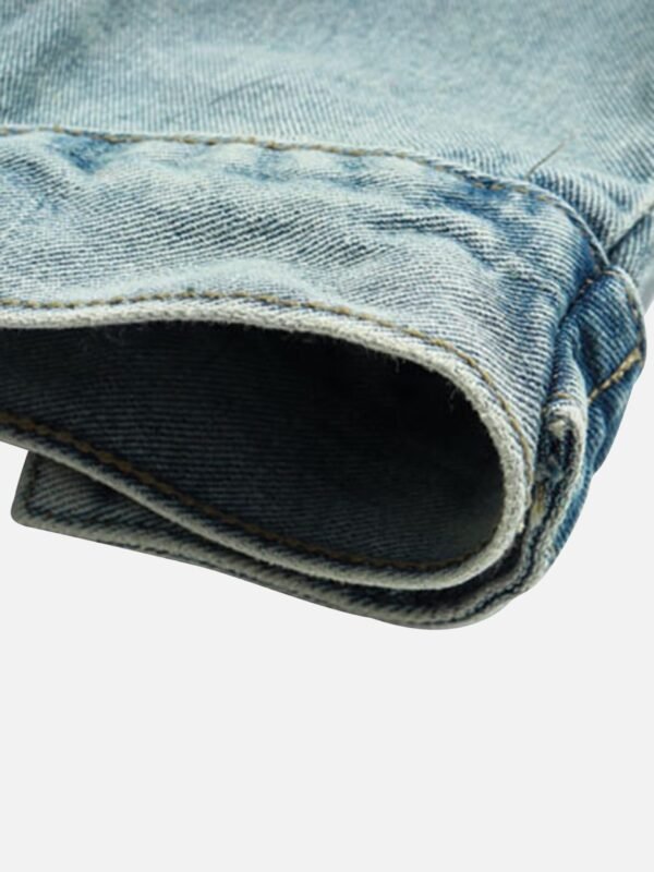 High Street Washed And Worn Denim Hoodie - 1464