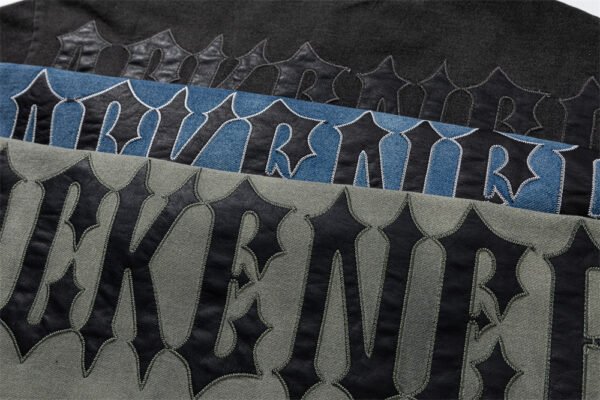 Tie-dye Gradient Letter Embroidery T-shirt - 1542