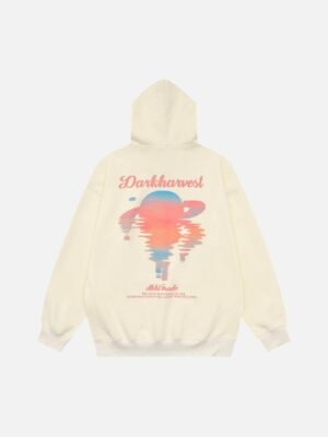 Sunset Letter Print Hooded Sweatshirt