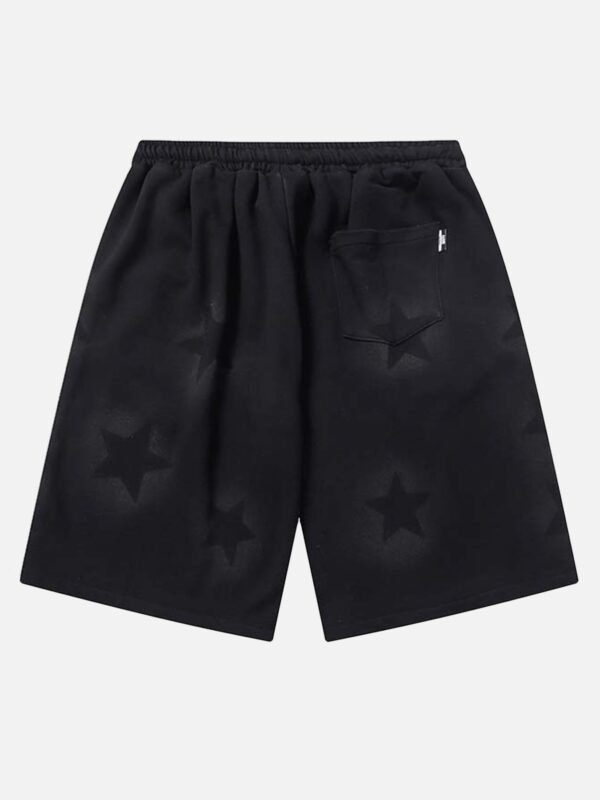 Star Letter Print Drawstring Shorts -1601