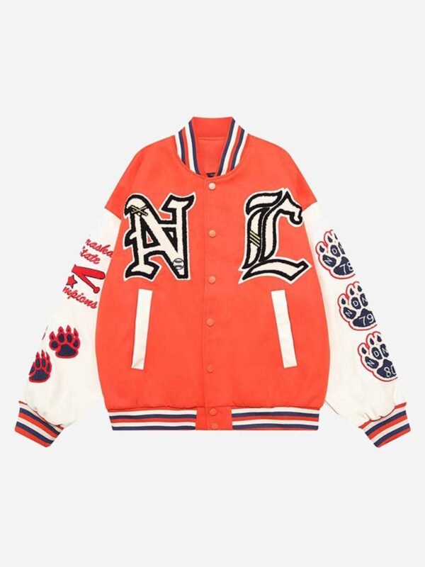 Letter-embroidered Contrasting Jacket