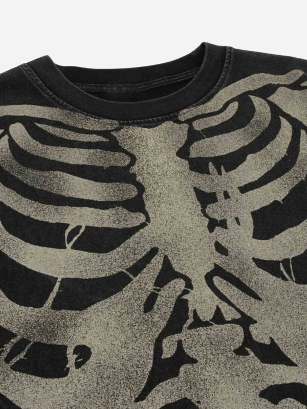 Old Washed Skeleton Print T-shirt - 1573