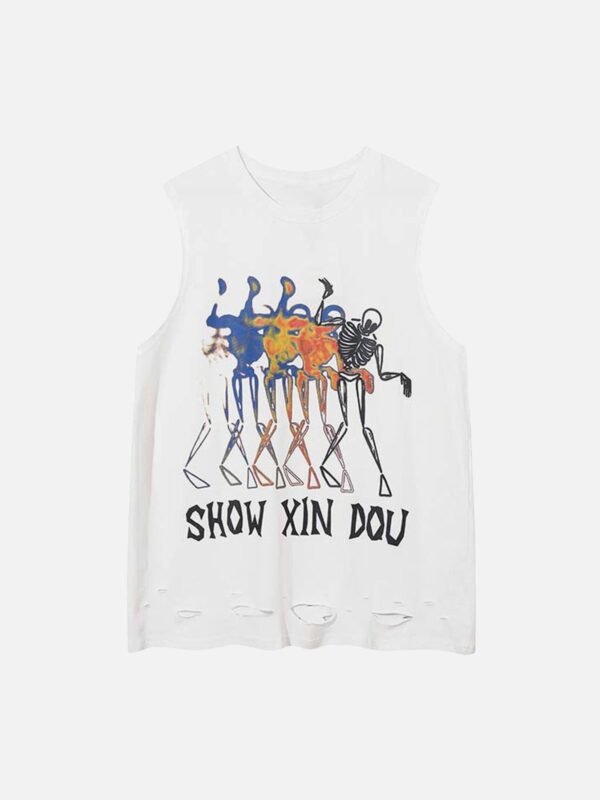 Hip-hop Letter Print Ragged Undershirt