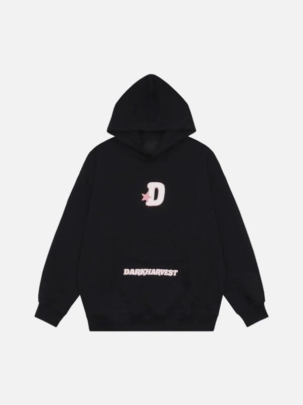 Star Letter Print Hooded Sweatshirt