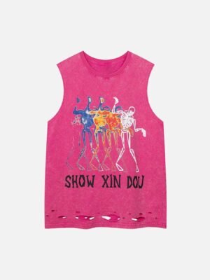 Hip-hop Letter Print Ragged Undershirt