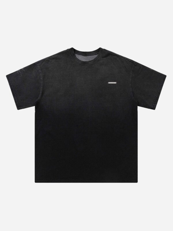 Tie-dye Gradient Letter Embroidery T-shirt - 1542