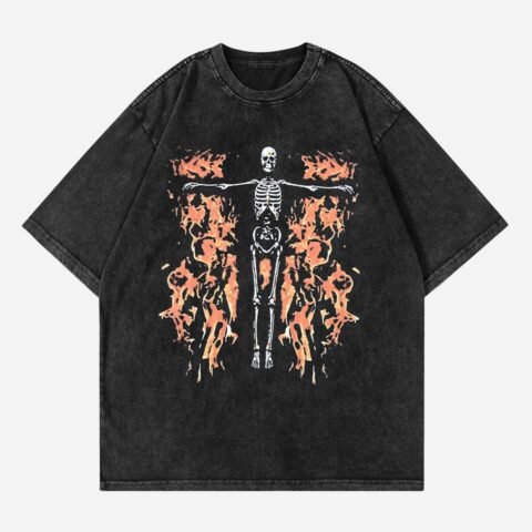 American Hip-hop Flame Skull Made Of Old T-shirt