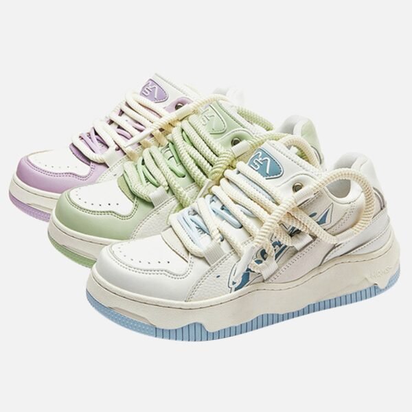 Cowhide Breathable Thick-soled Board Shoes