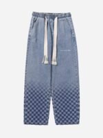 American Washed Elastic Waist Denim Casual Pants