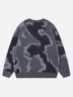 Camouflage Peplum Crew Neck Knit