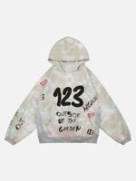 Heavy Wash Vintage Digital Print Hooded Sweatshirt