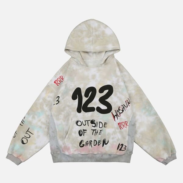Heavy Wash Vintage Digital Print Hooded Sweatshirt