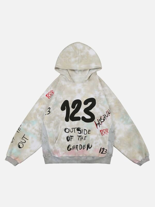 Heavy Wash Vintage Digital Print Hooded Sweatshirt