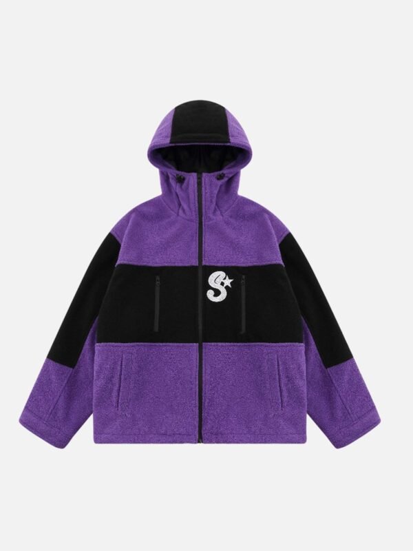 Rocking Fleece Color Blocking Zipper Jacket