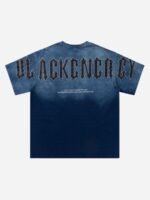 Tie-dye Gradient Letter Embroidery T-shirt - 1542