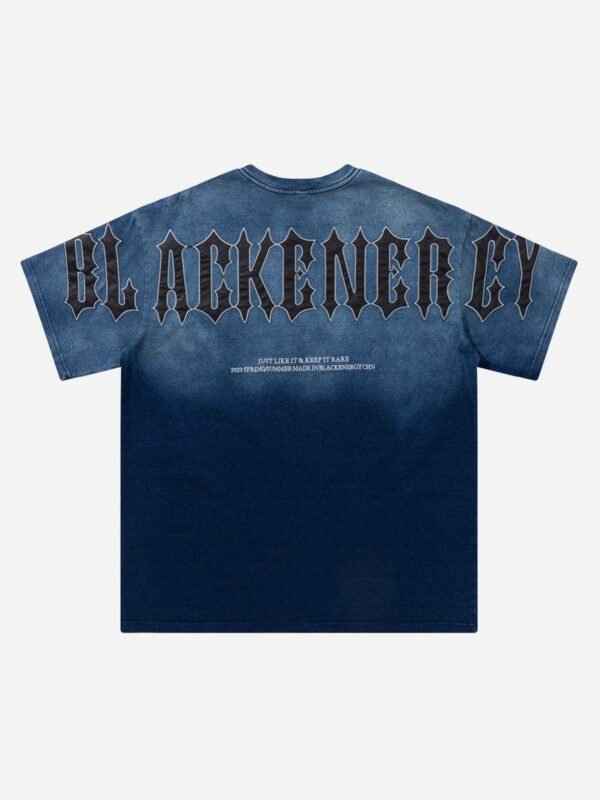 Tie-dye Gradient Letter Embroidery T-shirt - 1542