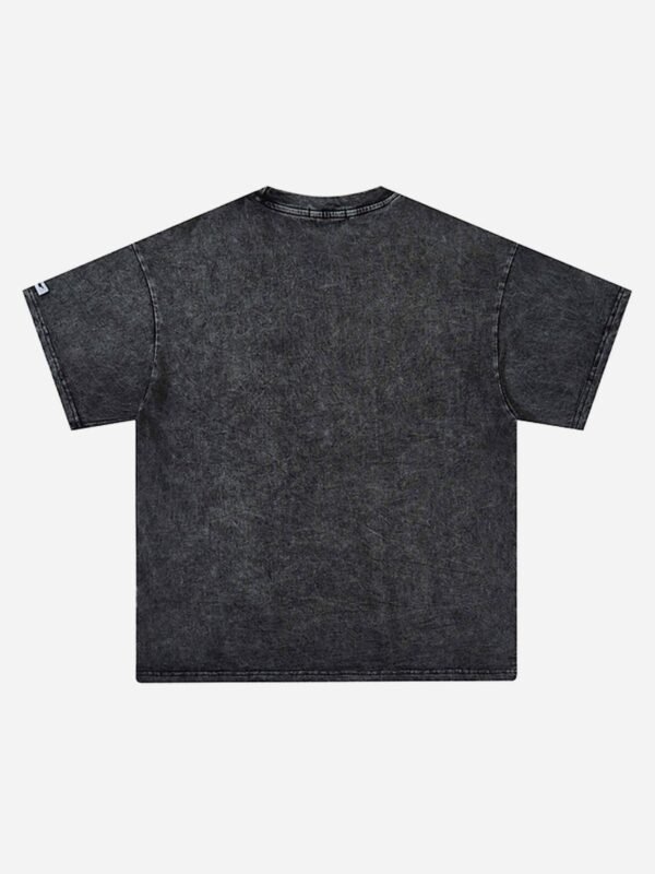 Hip Hop Mouth Printed Washed Out T-shirt