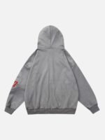 Retro Letter Embroidery Cardigan Hoodie Jacket