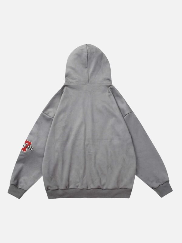 Retro Letter Embroidery Cardigan Hoodie Jacket