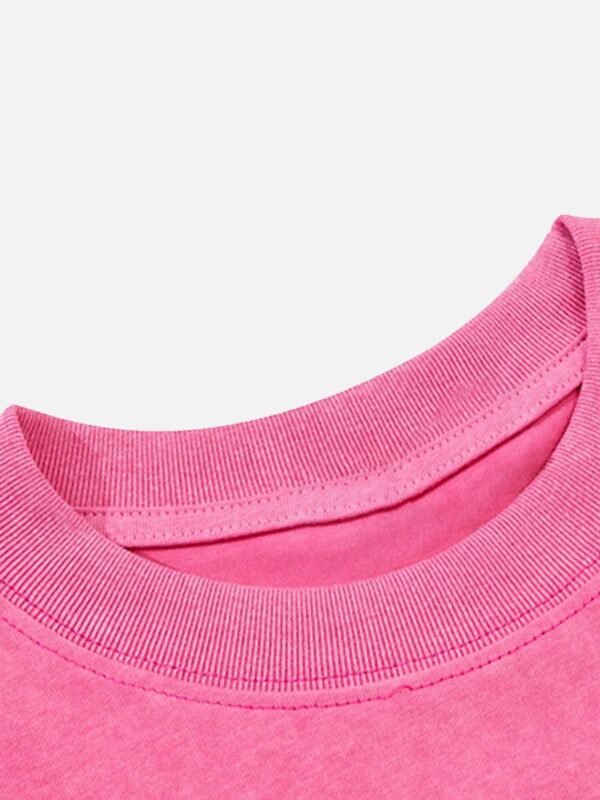 Hip Hop Mouth Printed Washed Out T-shirt